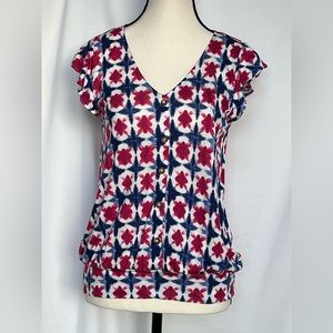 LOFT‎ Geometric Design V-Neck Top XS